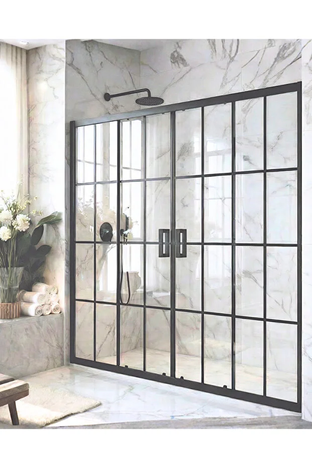 Duşakabin Ön Cephe 5mm Siyah Çizgi Yükseklik 190cm